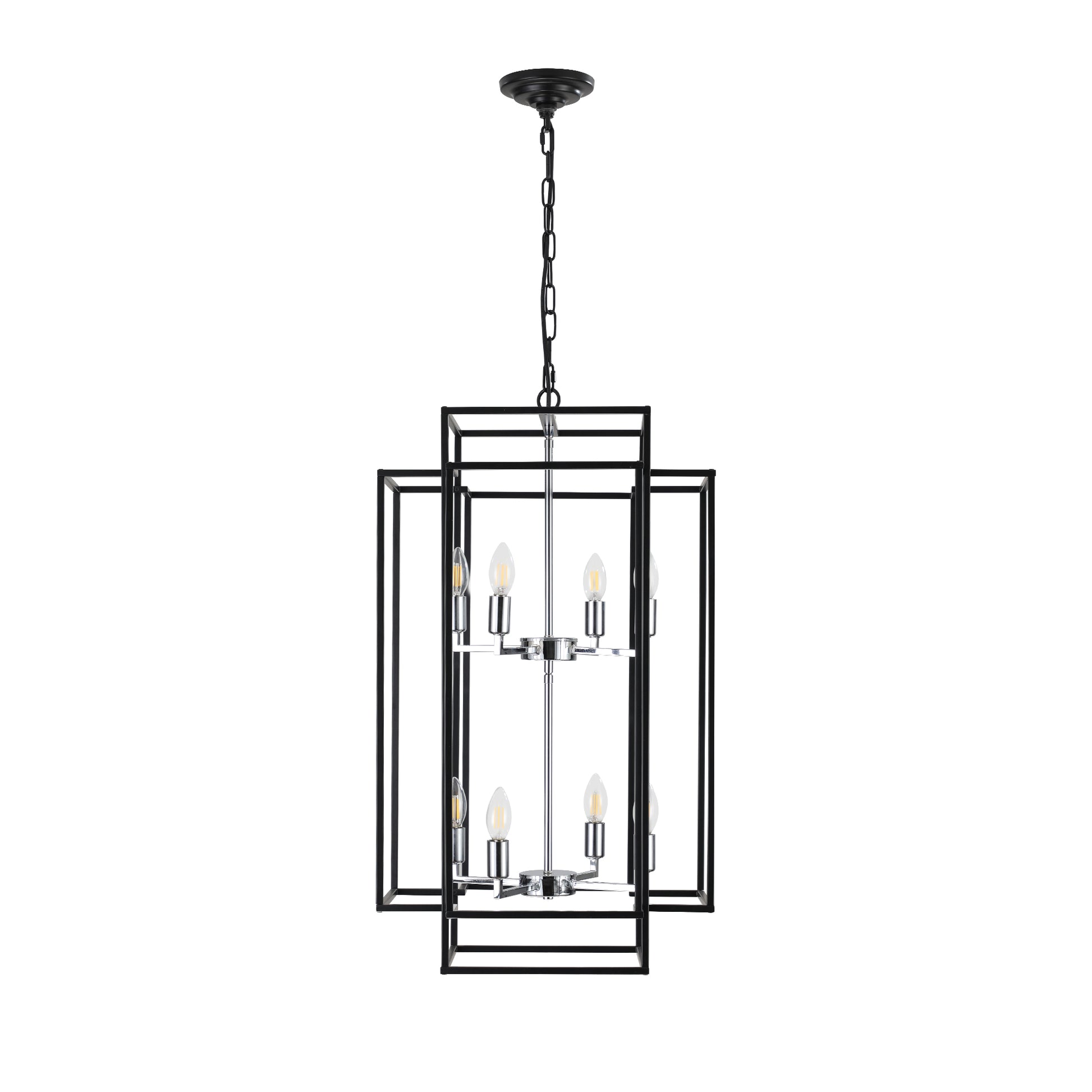 18" 8-Light Black & Chrome Geometric Chandelier - view 12