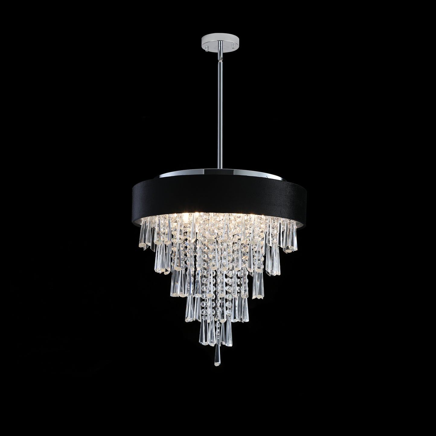 18" 8-Light Crystal Chandelier with Black Velvet Shade - view 7