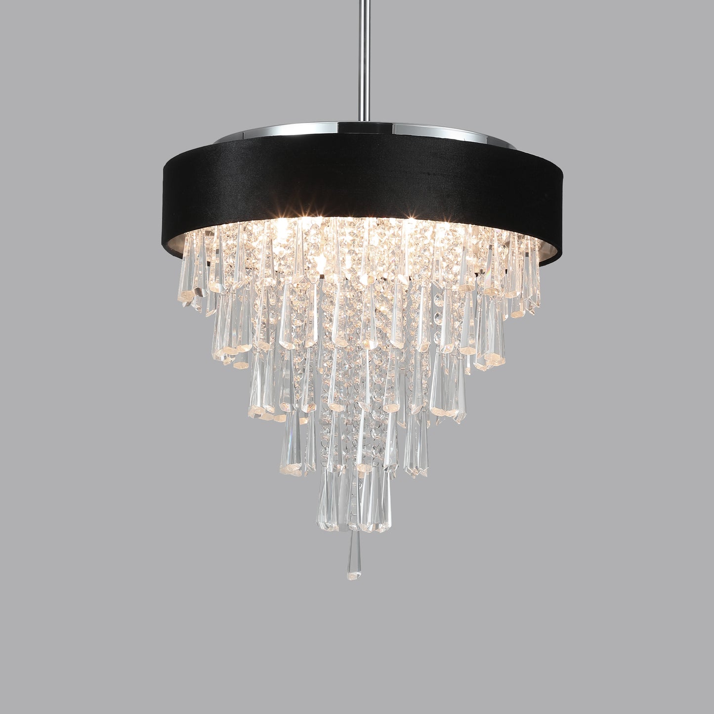 18" 8-Light Crystal Chandelier with Black Velvet Shade - view 8
