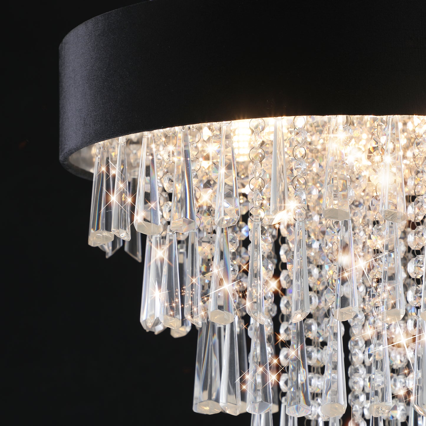 18" 8-Light Crystal Chandelier with Black Velvet Shade - view 12