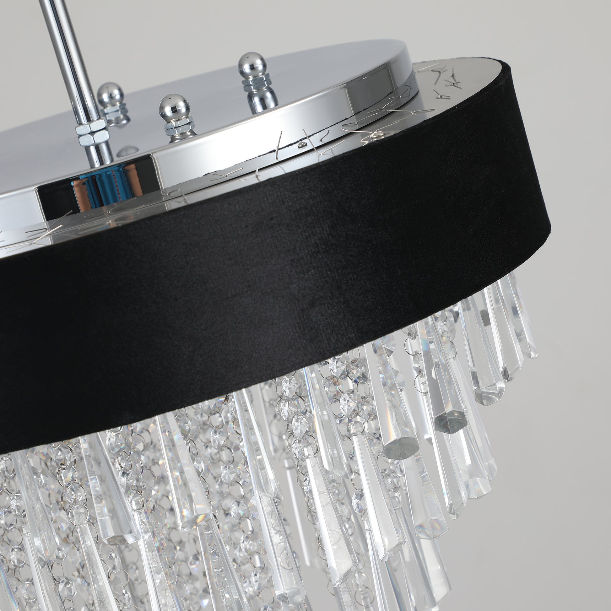 18" 8-Light Crystal Chandelier with Black Velvet Shade - view 13