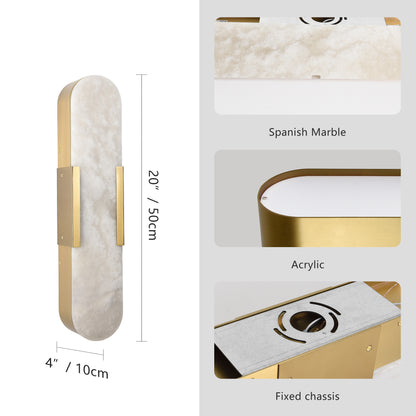 19.7" Gold Natural Marble Wall Light, Set of 2 - view 8