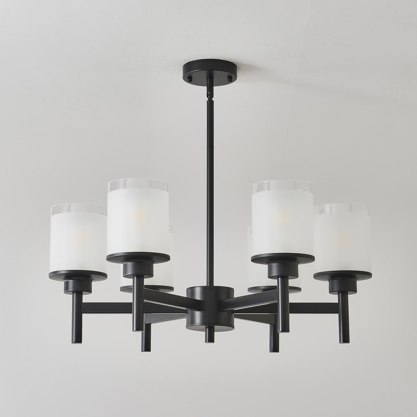 6-Light Black Farmhouse Chandelier with Frosted Glass - view 11