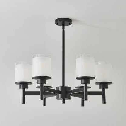 6-Light Black Farmhouse Chandelier with Frosted Glass - view 11
