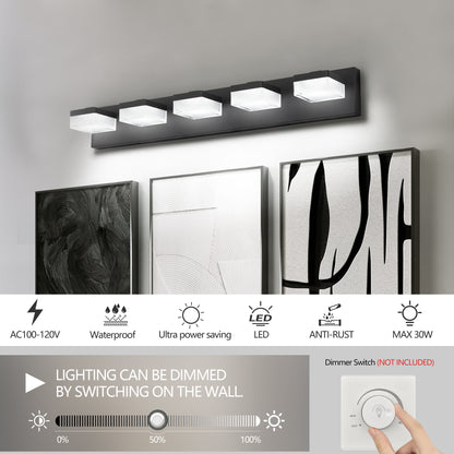 5-Light Modern Black LED Vanity Light - view 5