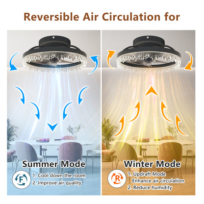 16" Black Flush Mount Ceiling Fan with Dimmable LED - view 6