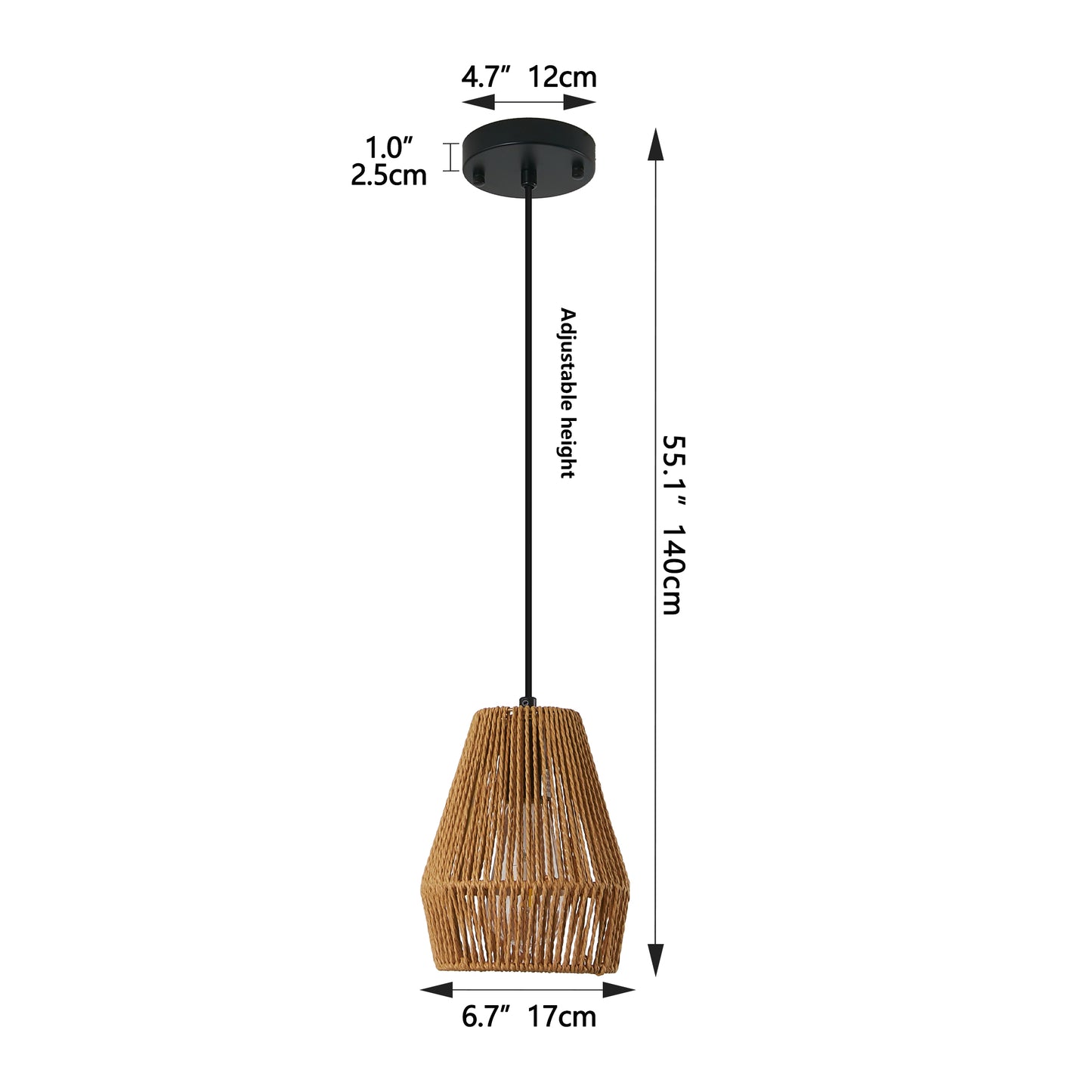 7" Hemp Rope Farmhouse Pendant Light, Set of 3 - view 12