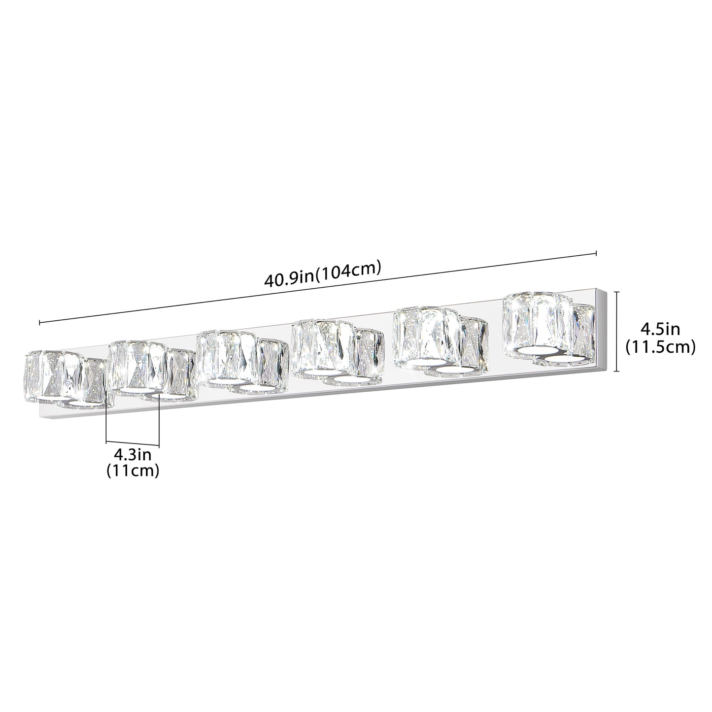 41" 6-Light Chrome Crystal Vanity Wall Light - view 13
