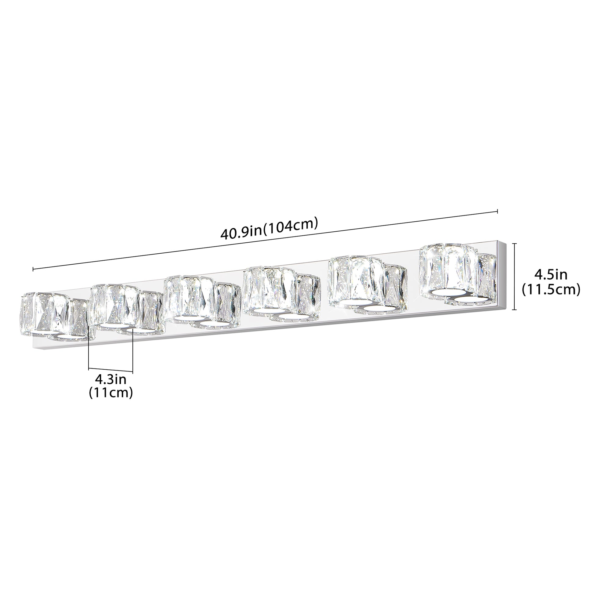 41" 6-Light Chrome Crystal Vanity Wall Light - view 13