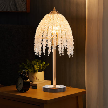 19"H Gold Waterfall Crystal Table Lamp with Marble Base - view 4