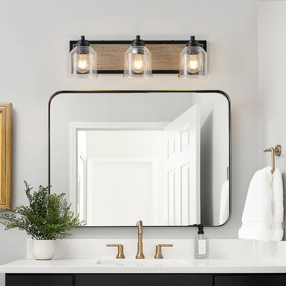 23" 3-Light Farmhouse Vanity Light with Seeded Glass - view 4