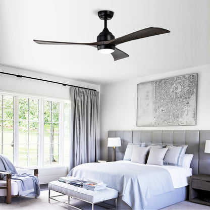 52" Matte Black Solid Wood Ceiling Fan with Remote - view 3