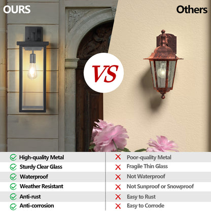 20"H Black Outdoor Wall Lantern with Clear Glass, Set of 2 - view 5