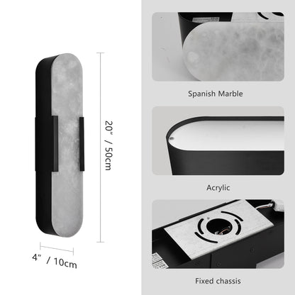 19.7" Natural Marble Black Wall Sconce, Set of 2 - view 9