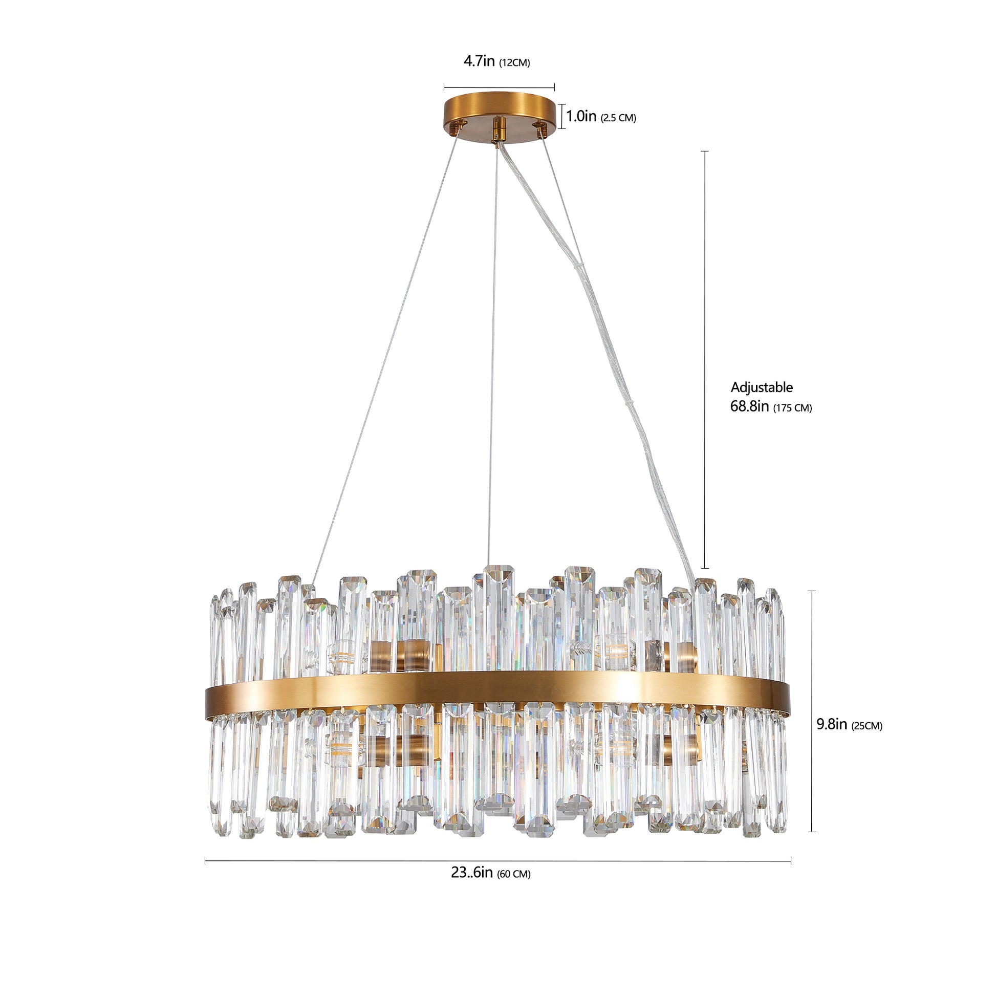23.6" Modern Gold Crystal Chandelier - view 7