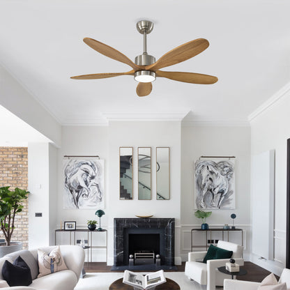52" Nickel Reversible Ceiling Fan with Light - view 5
