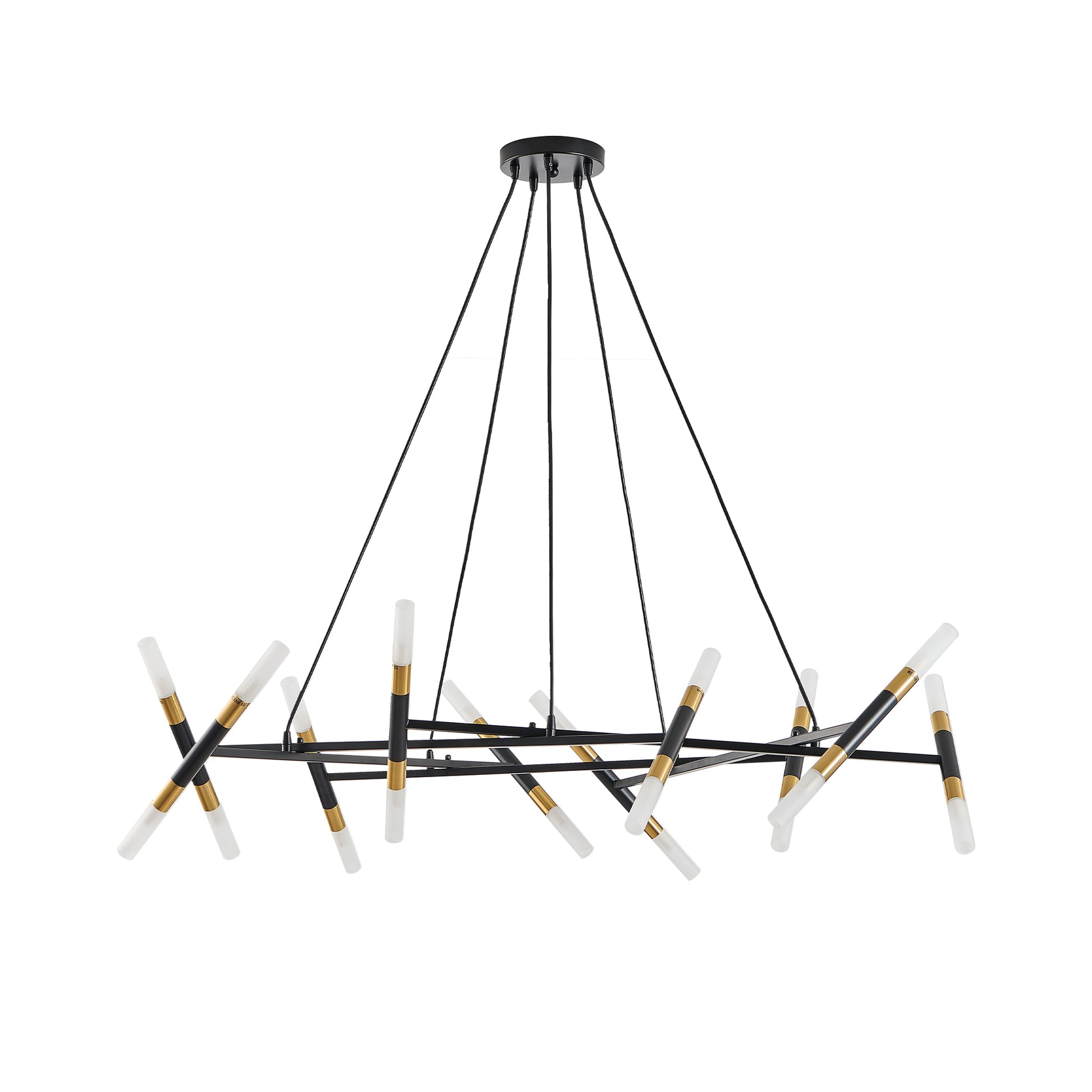 41" Black & Gold Branch Chandelier with Frosted Tubes - view 10