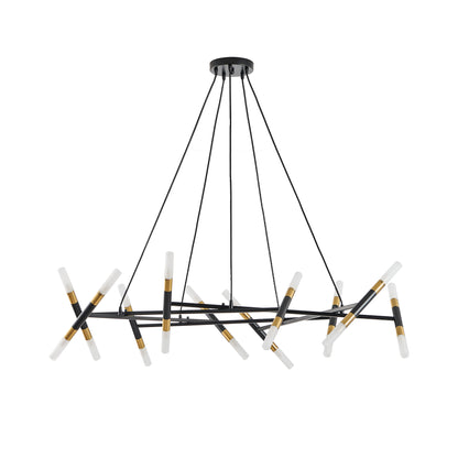 41" Black & Gold Branch Chandelier with Frosted Tubes - view 10