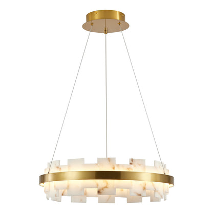 20" Gold Alabaster Round Flush Mount Chandelier - view 8