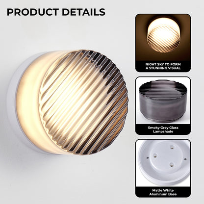 Smoke Grey Round Glass LED Wall Light - view 6