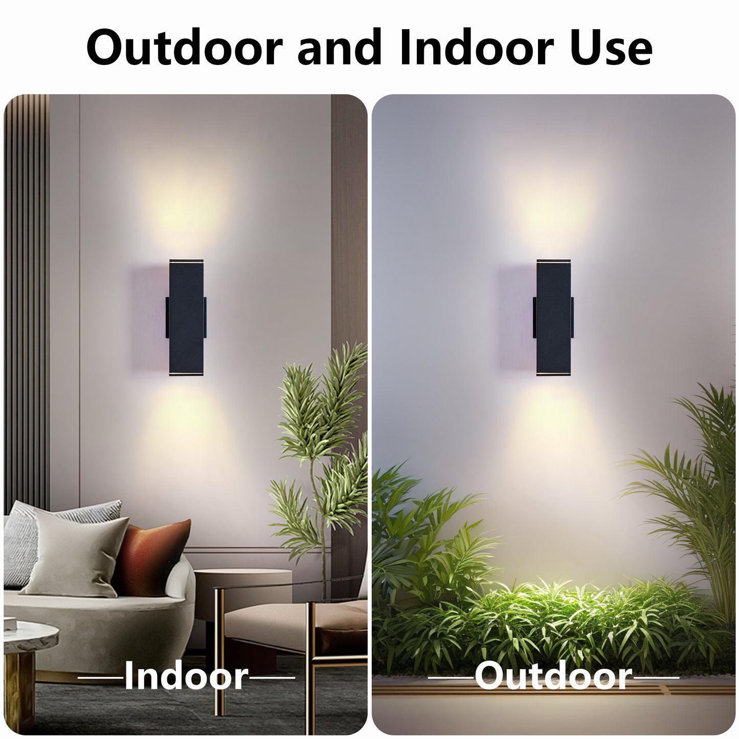 12" Black Up & Down Outdoor Wall Light, Set of 2 - view 4