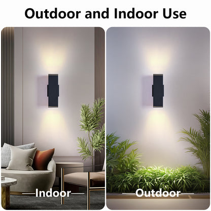 12" Black Up & Down Outdoor Wall Light, Set of 2 - view 4
