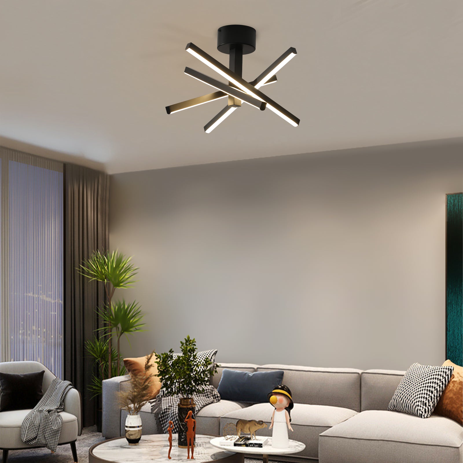 12" Black Starburst LED Flush Mount Ceiling Light - view 5