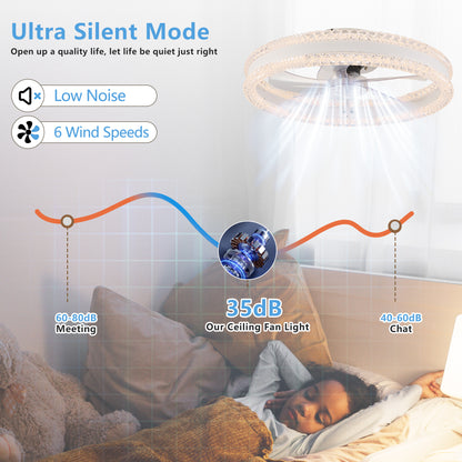 20" White Double Ring Ceiling Fan with Dimmable LED - view 2