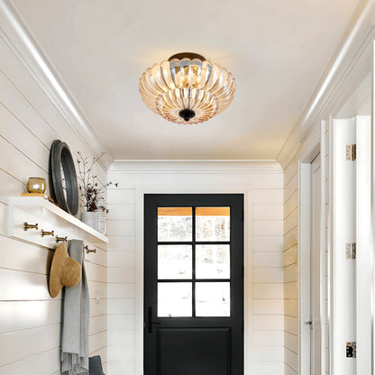 3-Light Black Semi Flush Ceiling Light with Amber Glass - view 3