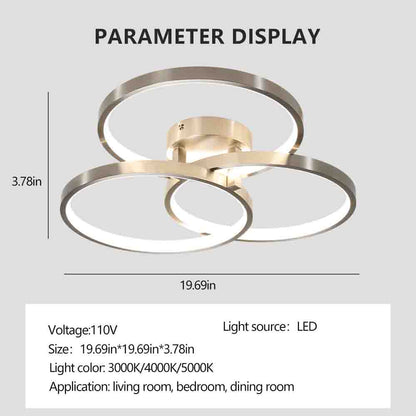20" Brushed Nickel 3-Ring LED Flush Mount Ceiling Light - view 6