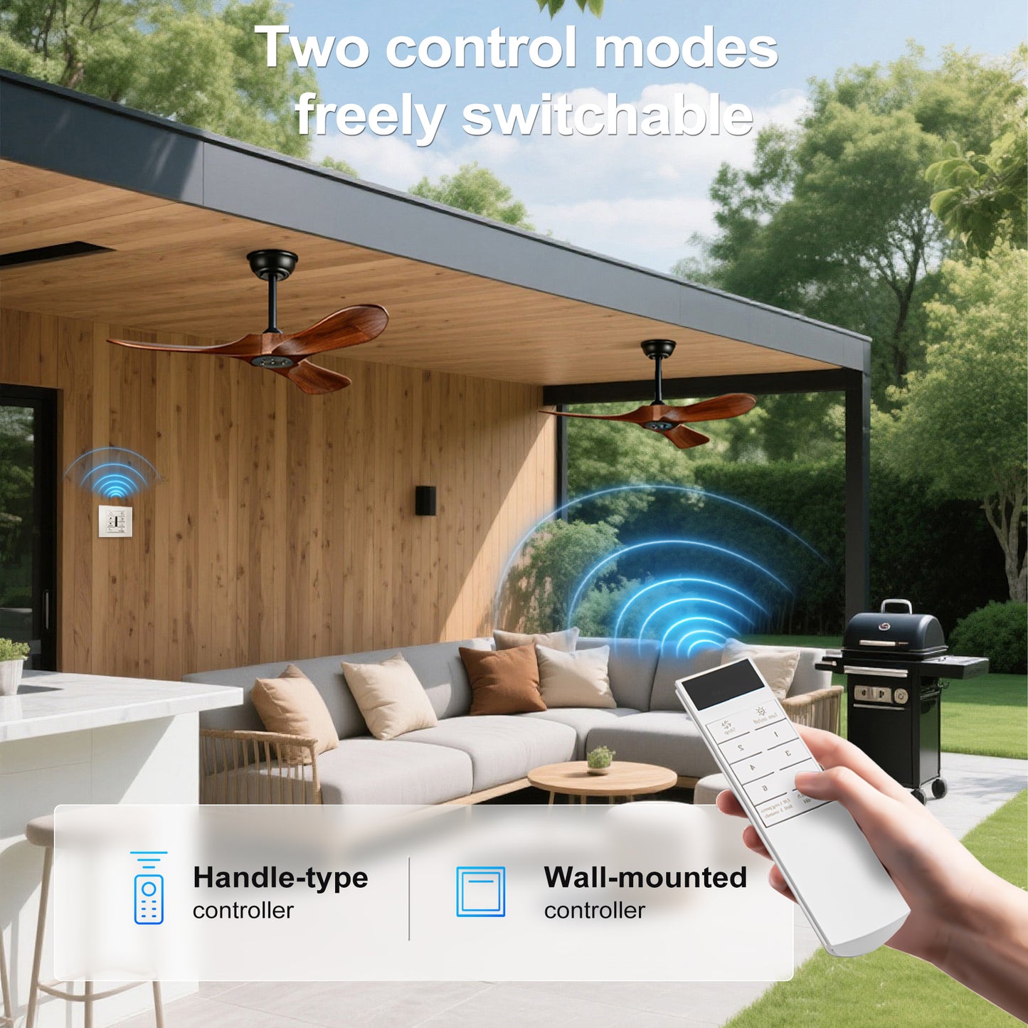 36" Walnut Wood Ceiling Fan with Remote - view 9