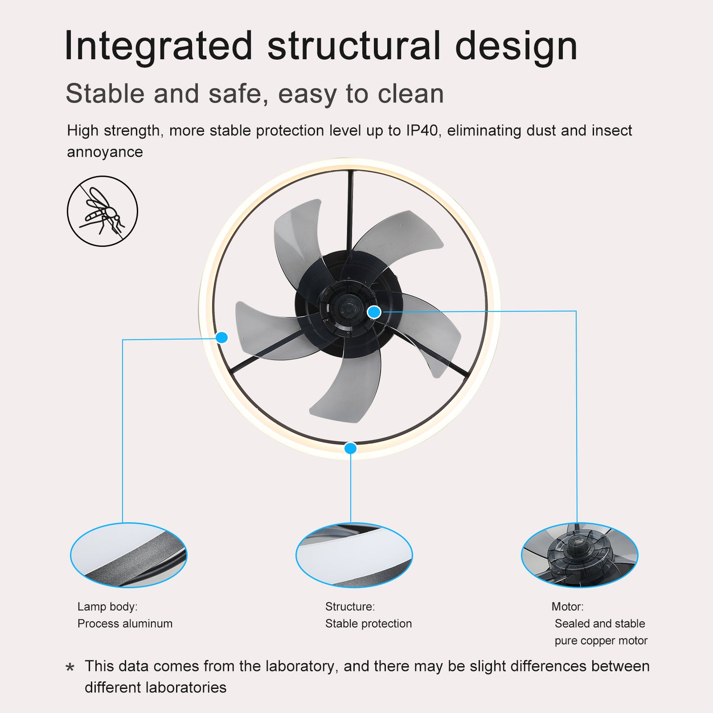 20" Black Low Profile Ceiling Fan with Dimmable LED - view 3
