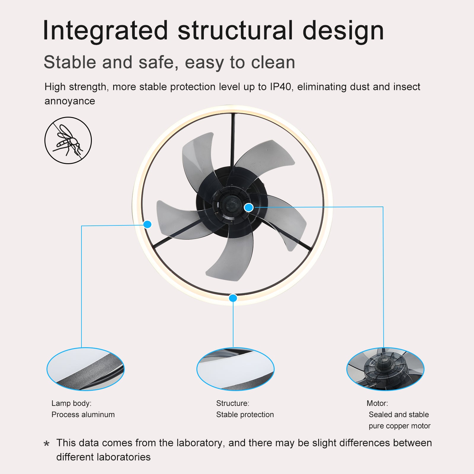 20" Black Low Profile Ceiling Fan with Dimmable LED - view 3