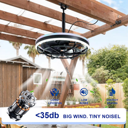 Matte Black Indoor Outdoor Ceiling Fan with Dimmable LED - view 12