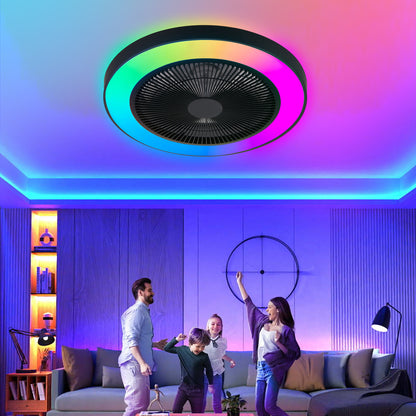 19" Black RGB Smart Ceiling Fan with Remote