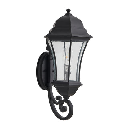 27"H Vintage Black Outdoor Wall Lantern with Bubble Glass - view 9
