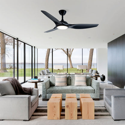 52" Matte Black Ceiling Fan with LED Light - view 6