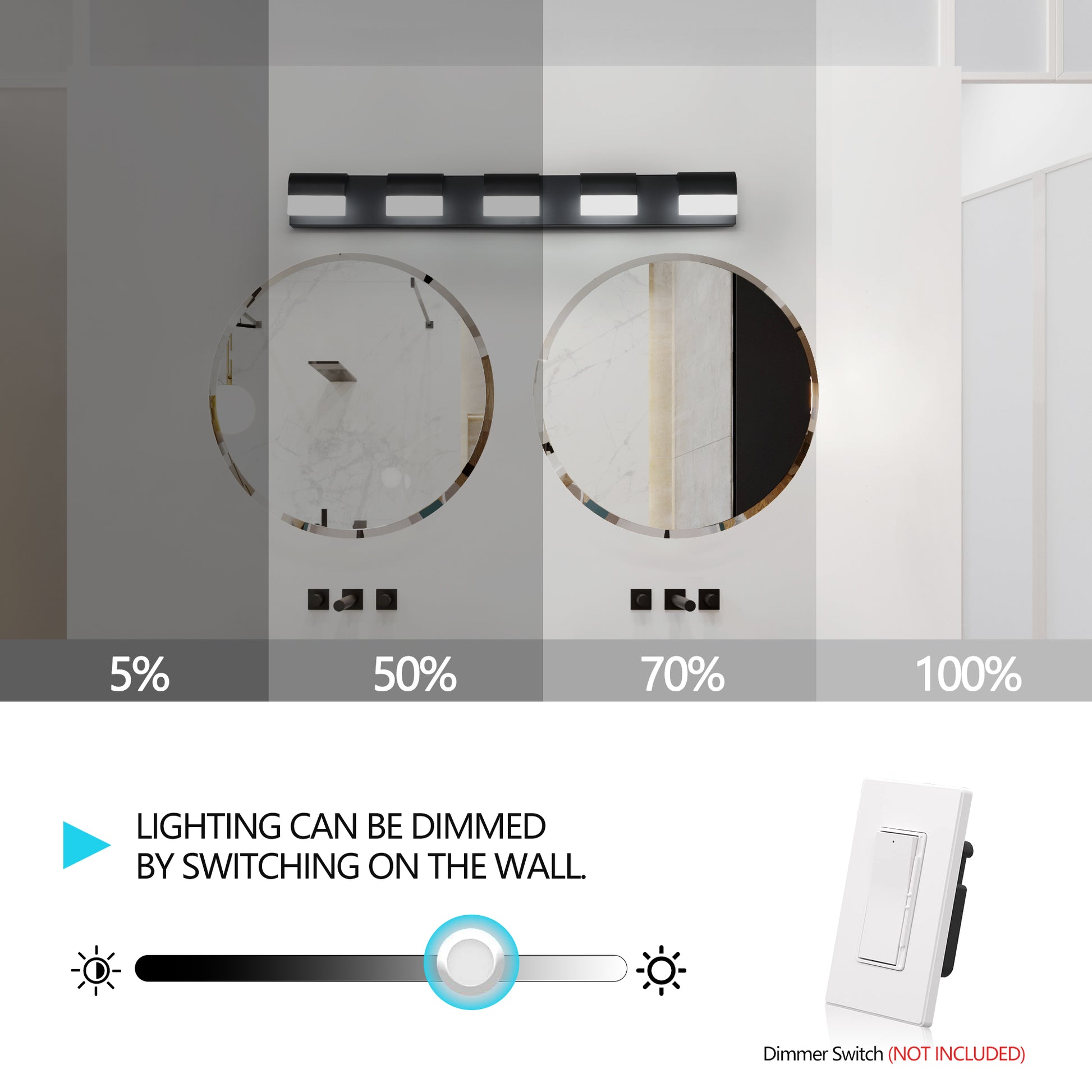 5-Light Modern Black LED Vanity Light - view 6