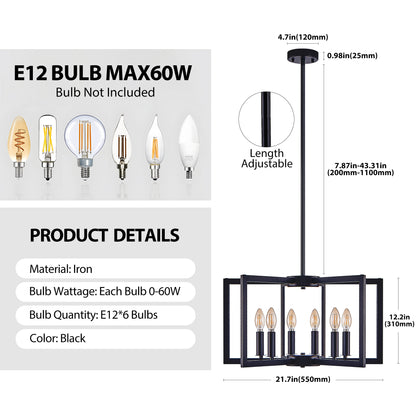 22" 6-Light Black Geometric Chandelier - view 10