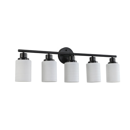 31" 5-Light Black Vanity Light with Frosted Glass - view 8