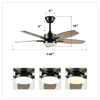 42" Matte Black Plywood Blade Ceiling Fan with Remote - view 6