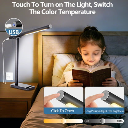 Adjustable Black LED Desk Lamp with USB Port - view 3