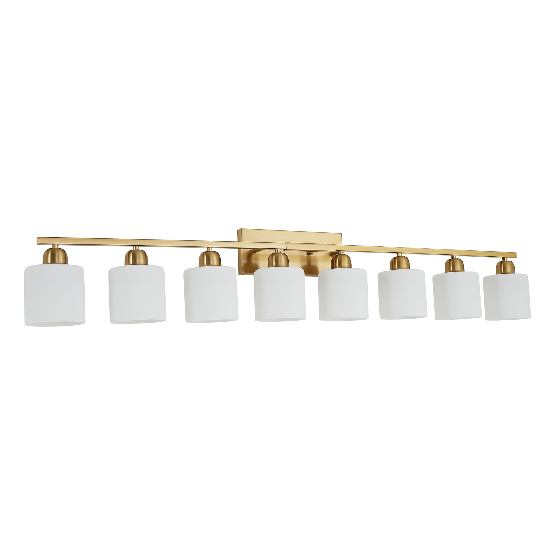 52" Gold Vanity Wall Light with White Glass Shade - view 8