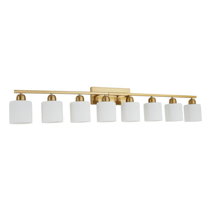 52" Gold Vanity Wall Light with White Glass Shade - view 8