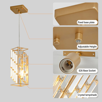 4" Gold Crystal Prism Pendant Light, Set of 3 - view 5