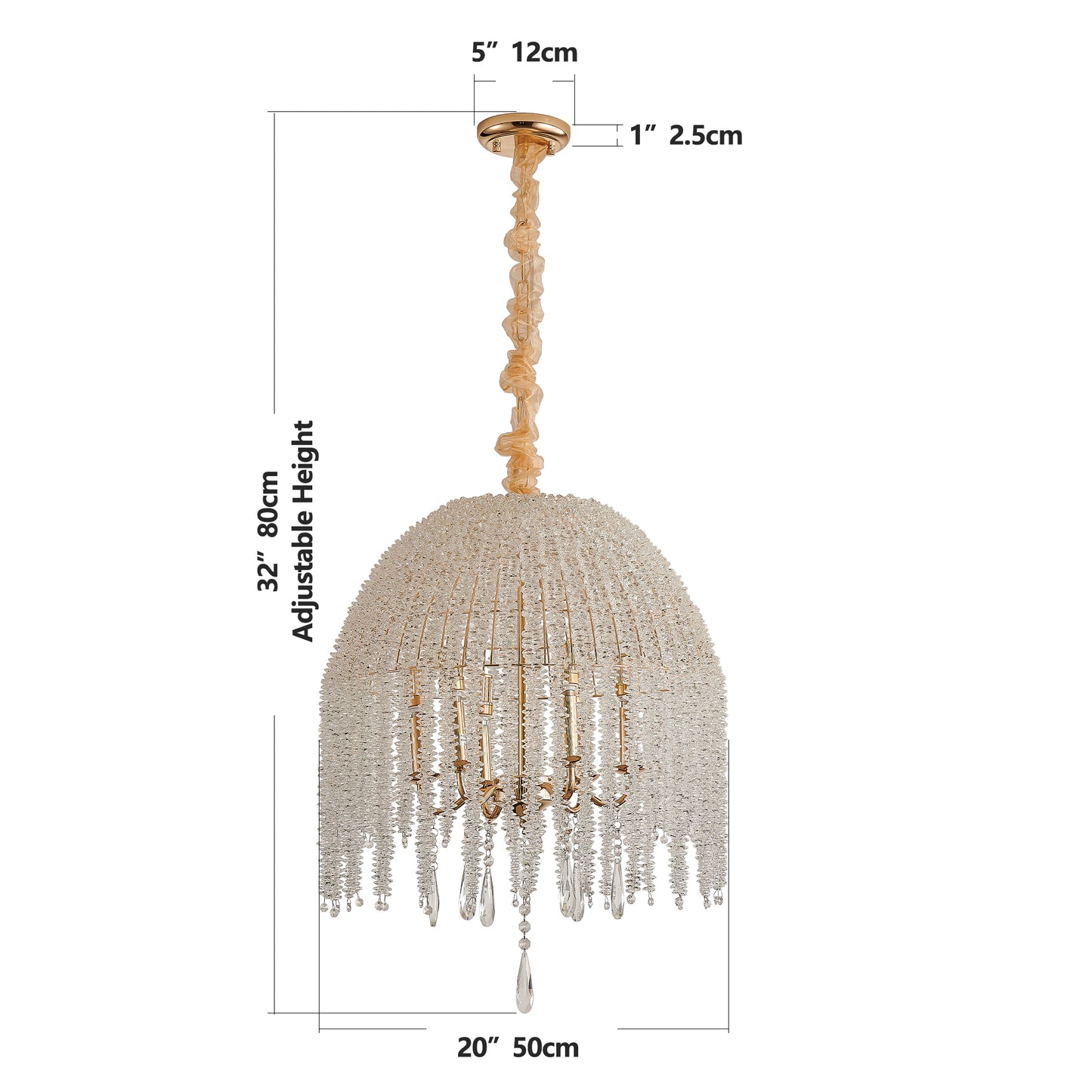 20" 6-Light Gold Crystal Waterfall Chandelier - view 8