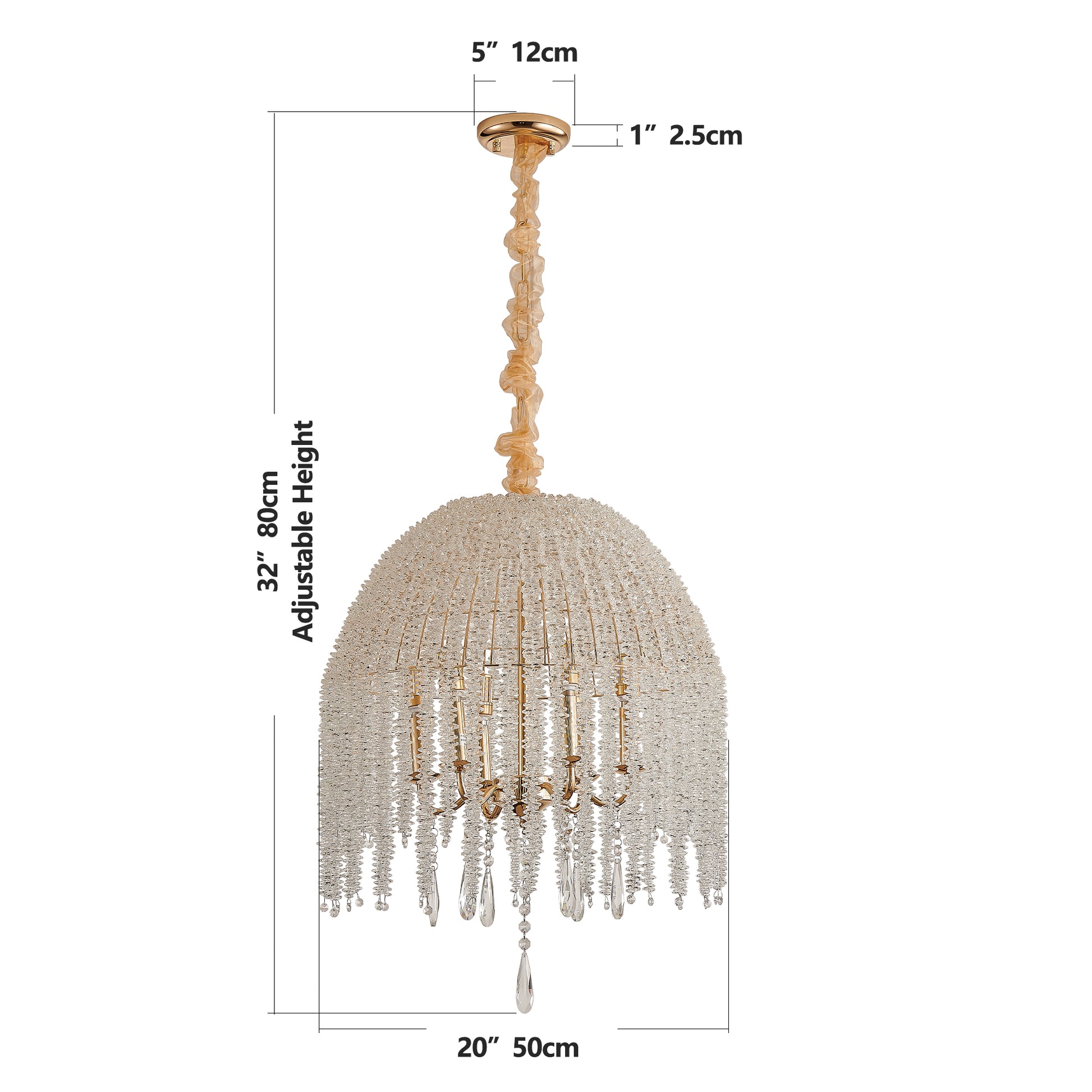 20" 6-Light Gold Crystal Waterfall Chandelier - view 8
