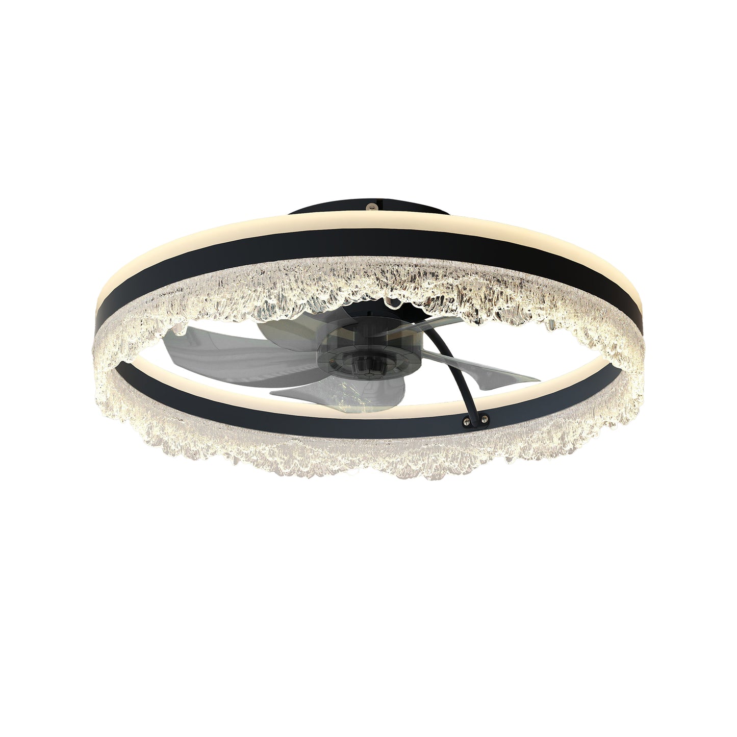 20" Black Crystal Flush Mount Ceiling Fan with LED - view 9
