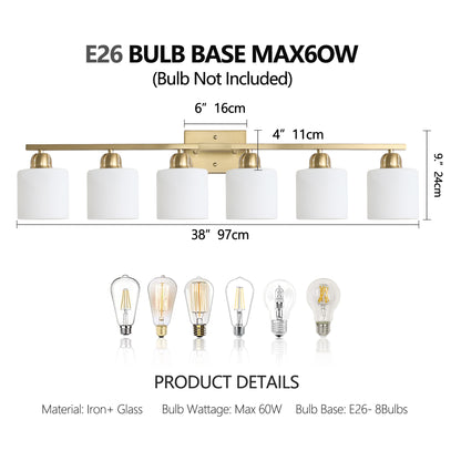 38" 6-Light Brushed Gold Vanity Wall Light - view 8