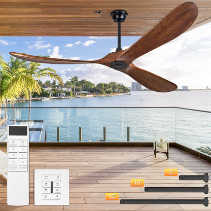 72" Walnut Solid Wood Ceiling Fan with Remote - view 15